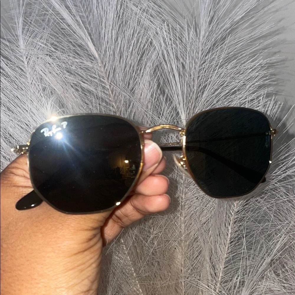 Ray-Ban Black and Gold Square Sunglasses - Picture 6 of 6